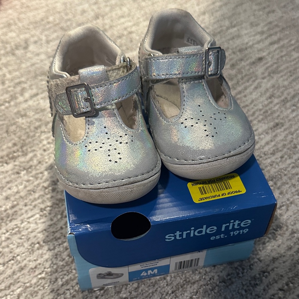 Stride Rite Shimmering Silver Baby Shoes
